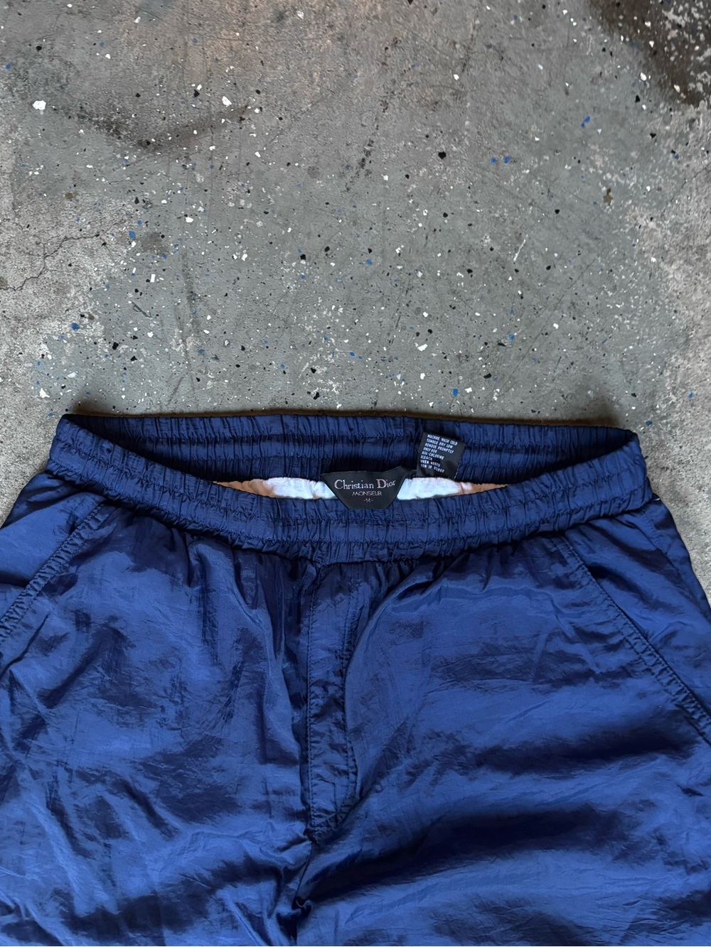 Vintage Christian Dior Monsieur Nylon Track Pants Navy Blue Medium
